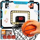 Mini Basketballkorb Indoor Kinder fürs Zimmer, Basketball Korb mit Elektronische Anzeigetafel, Faltbar, 3 Basketball, Sport Basketball Spielzeug Geschenke für Jungs Jungen (Blau)