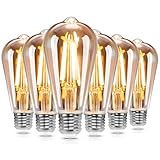 Great Jacob LED lampe ST64,Edison Vintage Lampen E27 8W=109W,Antike Glühlampe, warmes licht 2200K, 1680LM Dekorative Glühbirne, Ideal für Nostalgie und Retro Beleuchtung im Haus Café Bar-6 Stück