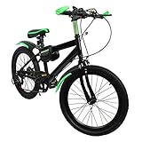Lightakai Kinderfahrrad 20 Zoll, Mountainbike Fahrrad 6 Gang MTB Bike Hartstahl Kinder Fahrrad Doppelscheibenbremse Fahrrad für Mädchen Jungen (Grün)