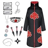 JMOCD Akatsuki Uchiha Itachi Mantel für Kinder Erwachsener Unisex Cosplay Kostüm,Cosplay Halloween Weihnachten Party (S)