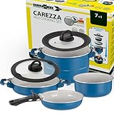 BRUNNER: Camping Kochgeschirr Keramik Topfset (Töpfe und Pfannen) - 6+2 teilig ø 24 cm CAREZZA NG - 4-6 Personen, Stapelbar, Antihaft, Leicht, Hochwertig