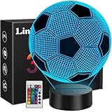 Linkax Fussball Geschenke Jungen Mädchen, Fußball Geschenke für Jungs, 3D Nachtlicht Kinder Optische Täuschung Lampe 16 Farben Ändern, Geburtstagsgeschenk 7 8 9 10 jahre Zimmer Schlafzimmer Deko