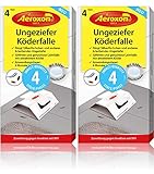 Aeroxon Ungeziefer Köderdose – 8X Insektenfallen zur Überwachung und Bekämpfung von Silberfischen, Schaben & anderem Ungeziefer – Silberfisch Köder, Ungezieferfalle, Köderdose gegen Insekten