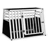 EUGAD Hundebox Auto Kofferraum, Aluminium Hundetransportbox für große mittlere Hunde 92x65x66cm Tiertransportbox mit Sicherheitsverschluss, Leicht Stabil Transportbox Hundebox für Zuhause