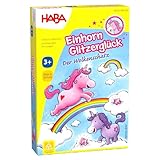 HABA Einhorn Glitzerglück: Der Wolkenschatz – Würfel- & Sammelspiel mit 60 Glitzerkristallen für 2-4 Spieler ab 3 Jahren, Geschenk für Einhorn-Fans – 2011190001