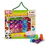 CRAZE Stempel Kinder mit Tiermotive Stempelkoffer 20 Stempelkissen Kinder abwaschbar Stempelset Kinder inkl. Papierblock Stempelkissen bunt Bastelset Kinder 17784