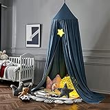 Surwin Betthimmel Madchen Jungen Babybett Doppelbett, Einfarbig Moskitonetz Baldachin Kinderzimmer Einzelbett Himmel Schlafzimmer Dekoration Spielzelte Kinder Geschenk, Ohne Bohren (blauer See)