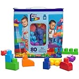 MEGA BLOKS Fisher-Price Bausteine für Kleinkinder, großer Bausteinebeutel mit 80 Teilen und Aufbewahrungsmöglichkeit, Blau, Geschenkideen für Kinder ab 1 Jahr, DCH63