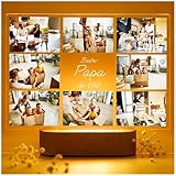 Geschenkfreude personaliserte Acrylglas Bild mit Fotos - Geschenkideen zum Vatertag - Vater Kind Geschenk - Papa Bilderrahmen mit LED Beleuchtet - Vatertagsgeschenke - Bester Papa der Welt Collage