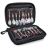 HOMURY Spinner Blinker Set, 16 Stück Angelköder mit Handtasche, Pailletten Kunstköder mit Drillingshaken, für Forelle, Barsch, Hecht, Zander, Walleye