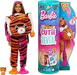 Barbie Cutie Reveal, bewegliche Tiger-Accessoires, 10 Überraschungen, Tierspielzeug, Farbwechseleffekt, inkl Cutie Reveal Puppe, Geschenk für Kinder, Spielzeug ab 3 Jahre,HKP99