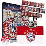 FC Bayern München Adventskalender mit Autogrammkarten und Poster - Plus gratis Fahne FCB