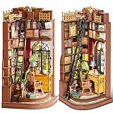 Rolife Book Nook Kit für Erwachsene DIY Miniature House mit Licht Silent Corner Study Booknook Bausatz 3D-Holzpuzzle Bücherstütze für Regal Bibliothek Bücherregal Dekoration