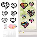 TGFIX 12 Stück Herz Bastelset Kinder für Mama Weihnachtsgeschenke Herz Fensterbilder zum Basteln DIY Mutter Weihnachten Geschenke Kreativset Mama Geburtstag Geschenk Bastelhandwerk