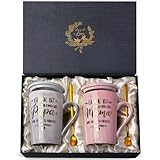 Biching Eltern Geschenk Mama und Papa Tasse Geschenke für Werdende Eltern Spezielles Vater Mutter Geschenk für Jahrestag Hochzeitstag Geburtstag Muttertag Vatertag Elterntag 400ml Tasse Rosa und Grau