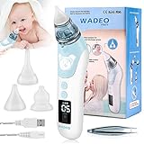 WADEO Baby Nasensauger Elektrisch Nasal Aspirator Wiederaufladbar, USB-Aufladung LCD-Bildschirm, mit 5 Saugstärken und 3 Silikonspitzen, Nasenreiniger für Neugeborene, Säuglinge und Kleinkinder