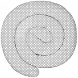 Totsy Baby XXL Bettschlange Bettkissen Stillkissen Bettrolle Bettkantenschutz Zierkissen Bettumrandung Schlange XL Handmade Weiße Punkte auf grau 200 cm Oeko-Tex-Zertifikat