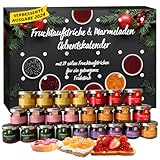 Adventskalender 2024 Marmelade, 24 verschiedene Fruchtaufstriche im Glas á 25g, Frühstück Adventskalender 2024, Frühstückskalender für Weihnachten