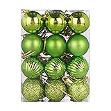 Weihnachtskugeln, 24/48-teiliges Weihnachtskugeln-Set, Dekorationen, kleine bruchsichere hängende Kugeln für Weihnachtsbaum, Urlaub, Hochzeit, Party, Heimdekoration (B-Grün, 24 Stück/3 cm)