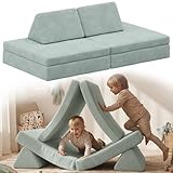 BELLABINO Nile Spielsofa Maxi für Kinder – Kindersofa Cord in Türkis – Spielesofa Schaumstoff Bausteine – modulare Kindercouch ausklappbar – Spielcouch waschbarer Bezug – Sofa Kinderzimmer Kuschelecke