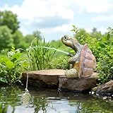 ARTGUTS Gartenteich Deko Angeln Harz Figur, Miniteich Angler für Garten Landschaft, Schildkröte Draußen Deko für Garten Balkon Terrasse Gartenteich Teichdeko Geschenk (Schildkröte)