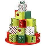 Spielwerk® Wiederverwendbarer Adventskalender Geschenkeberg XL Zum Befüllen 24 Große Türchen Weihnachten Kinder DIY Weihnachtliche Holz Dekoration