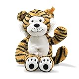 Steiff Toni Tiger 30 cm, Soft Cuddly Friends, Kuscheltier Tiger, Granulatsäckchen in Gesäß, Arme und Beine, flauschiges Stofftier zum Spielen und Kuscheln, Dschungel Wildtier Plüschtier