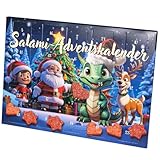 WURSTBARON® Draco Salami Adventskalender – 24 Mini Wurst Sterne und Herzen, Snacks und Leckereien für Kinder zu Weihnachten – hochwertige Qualität und rauchige Aromen, 40,8 g