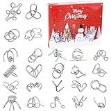 24 Stück Adventskalender mit knobeln, Weihnachtskalender, Metall Knobelspiele, Adventskalender 3D Brainteaser IQ Spiel Knobelspiele Metall Knobelspiele Set für Kinder Weihnachten Geschenk