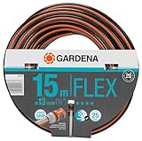 Gardena Comfort FLEX Schlauch 13 mm (1/2 Zoll), 15 m: Formstabiler, flexibler Gartenschlauch mit Power-Grip-Profil, aus hochwertigem Spiralgewebe, 25 bar Berstdruck, ohne Systemteile (18031-20)