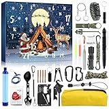Hzdyopk Survival Adventskalender 2025, Survival Kit Weihnachtskalender, 24 Tage Weihnachts Countdown Survival Tools Ausrüstung Adventskalender für Männer Erwachsene Teenager Camping Abenteuer Wandern