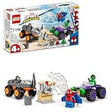 LEGO Marvel Spidey und Seine Super-Freunde Hulks und Rhinos Monster Truck-Duell, Spider-Man-Set, Superhelden-Spielzeug zum Bauen ab 4 Jahren 10782