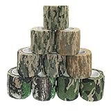 JZK 10 Rolle Selbstklebender Stealth-Tarnband, Vliesstoff, dehnbar, kohärent, Tarnfarben für Jagd, Gewehr, SLR-Kameraobjektiv, Schrotflinte, Teleskop