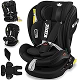 KIDIZ® Autokindersitz mit Isofix i-Size R129 100-150cm bis 12 Jahre, Kinderautositz Gruppe 0/1/2/3, mitwachsender Kindersitz, 5-Punkt-Gurt, höhenverstellbare Kopfstütze, Sitzerhöhung Auto, Schwarz