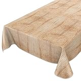 ANRO Wachstuch Tischdecke Holzoptik Braun mit Einfassung – Rechteckig – Glatte Oberfläche, Abwaschbar 120 x 140 cm (Rechteckig)