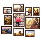 Giftgarden 10er Braun Bilderrahmen Set Verschiedene Größen, Multi Bilderrahmen Collage 10x15 cm(4 Stück), 13x18 cm(4 Stück), 20x25 cm(2 Stück), Modern Fotorahmen für Wand oder Tischaufstellung