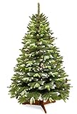 Premium Weihnachtsbaum künstlich 180cm mit Schnee und Tannenzapfen - TESTSIEGER - Made in EU - Künstlicher Weihnachtsbaum mit Holzständer und Aufbewahrungstasche-Tannenbaum künstlich von Pure Living
