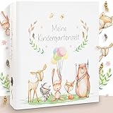OLGS Sammelordner Meine Kindergartenzeit | Erinnerungsordner, Kindergartenordner Tiere | Ordner für Kinder, Sammelmappe, Kindergarten, Einschulung, Ringordner, Aktenordner DIN A4 - Cute Boho Freunde
