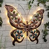 Schauer LED Solar Metall Wanddeko Schmetterling - 61x52 cm Aussen Wandbild zum Aufhängen - Wanddekoration für Outdoor mit Erdspieß - Gartendeko & Terrassen Deko & Balkondeko, 007045800