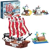 Creator 3in1 Piraten Konstruktionsspielzeug, Piratenschiff, Piraten-Baumhaus, Totenkopfinsel, Piraten Spielzeug für Kinder ab 6 Jahren, kreatives Spielzeug, Geschenk für Jungen und Mädchen, 260 Stück