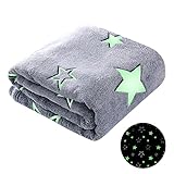 Winthome Kuscheldecke Kinder, Deck Glow In The Dark, Fleecedecke 130x170cm Weiche Flauschig, Babydecke Warme Kuschelig, Sofadecke für Mädchen Junge, Geschenke, Passend zu Allen Jahreszeiten (Stern)