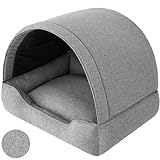 Höhle Hundebett, Hundehöhle mit versteiftem Dach, Hundehütte mit weicher Matratze. Schlafplatz für Haustiere mit schützendem Baldachin, Hundehütte aus Stoff, Sofa und Hundekissen in einem