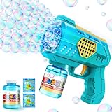 Seifenblasenpistole Kinder Seifenblasenmaschine Seifenblasen Machine: LED Licht Blasen Elektrisch Mit 100 ML Tank Blau Automatische Seifenblasen Bubbles Maker Maschine Für Kids Shooter Spielzeug