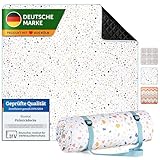 Blumtal Premium Picknickdecke wasserabweisend 200x200 cm Boho & TERRAZZO Design - waschbare Stranddecke 200x200 + weiche Zwischenfüllung - Campingdecke aus Oxford-Gewebe - Decke Terrazzo Kreise