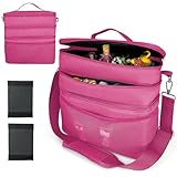 3-lagiger Spielzeug Tasche Transport viel Platz für Figuren Hörfiguren Tonie Folie Ladegerät Kopfhörer Ladegerät Tigercard Bag für Tigerbox Tonie Toniebox Starterset (Rosa, Polyester)