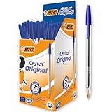 BIC Kugelschreiber Set Cristal Original, in Blau, Strichstärke 0,4 mm, 50er Pack, Ideal für das Büro, das Home Office oder die Schule