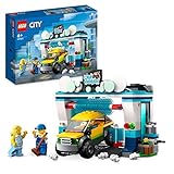 LEGO City Autowaschanlage, Set mit Spielzeugauto für Kinder ab 6 Jahren, Jungen & Mädchen, funktionierende Wasch-Elemente und 2 Minifiguren, Fahrzeugset, kleine Geschenk-Idee 60362