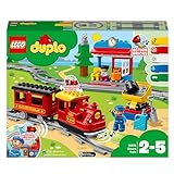 LEGO 10874 DUPLO Dampfeisenbahn, Eisenbahn-Spielzeug Steinen mit Tierfigur, Zug-Spielzeug für Jungen und Mädchen, mit Licht & Geräuschen sowie Push-&-Go-Motor, Geschenk für Kinder ab 2 Jahren