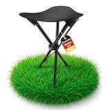 BigDean Campinghocker faltbar & Ultraleicht 41cm hoch schwarz - robuster Dreibeinhocker tragbarer Klapphocker Camping-Hocker