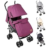 YALION Kinderwagen Buggy Reisebuggy Klein Zusammenklappbar- 5 Liegepositionen, Beinwärmer, Einkaufskorb, Sonnenverdeck, 360° Räder, Kinderbuggy bis 15KG-Purple